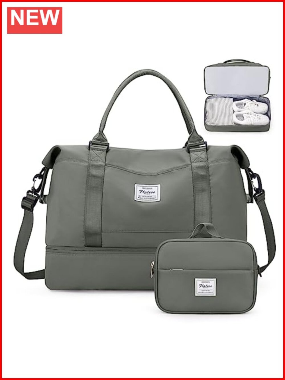Extra Large Travel Duffel Bag with Shoe Compartment & Toiletry Bag